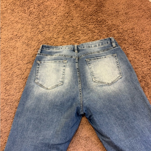 Fashion Nova Women Jeans Blue Cotton Blend High Rise Distressed Regular Denim 11 - Picture 4 of 8
